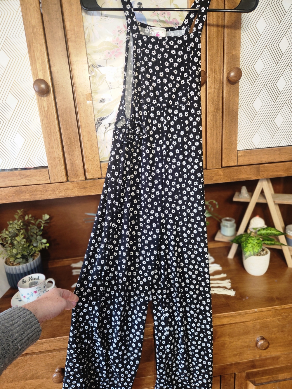 Kids Black Floral One-Piece Jumpsuit